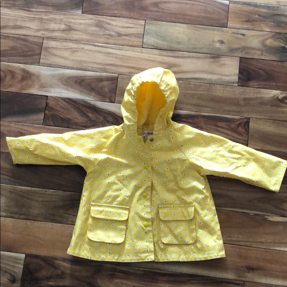 Yellow rain coat with mini flowers